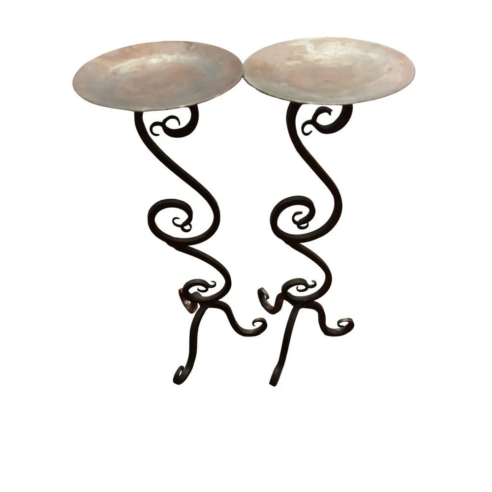 VTG Candle Holders Dark Bronze Pier 1 Imports Wrought Iron Scrollwork Set of 2